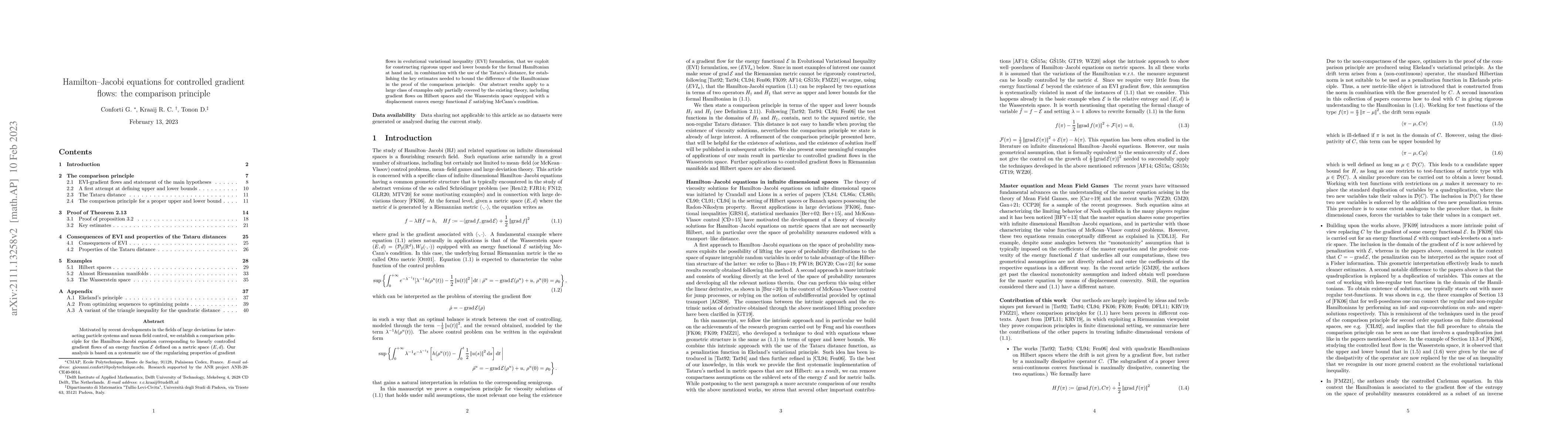 Thumbnail for Hamilton--Jacobi equations for controlled gradient flows: the comparison
  principle