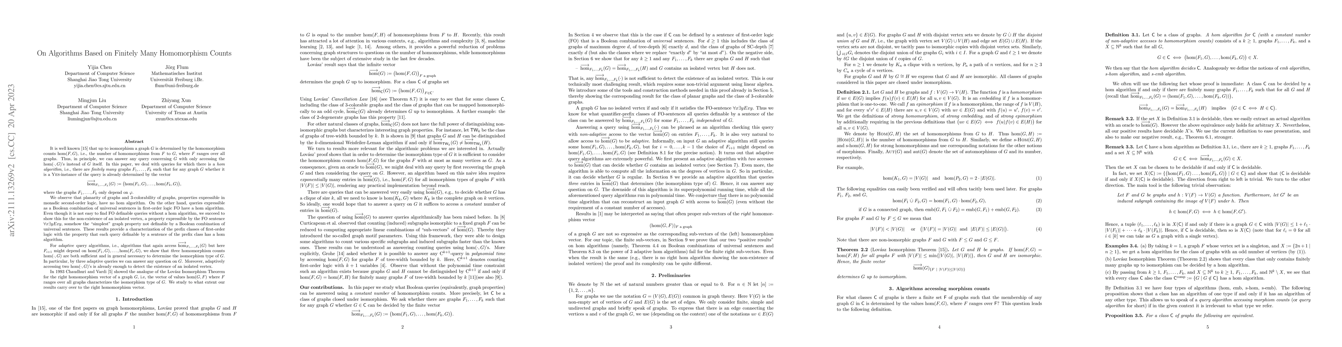 Thumbnail for On Algorithms Based on Finitely Many Homomorphism Counts