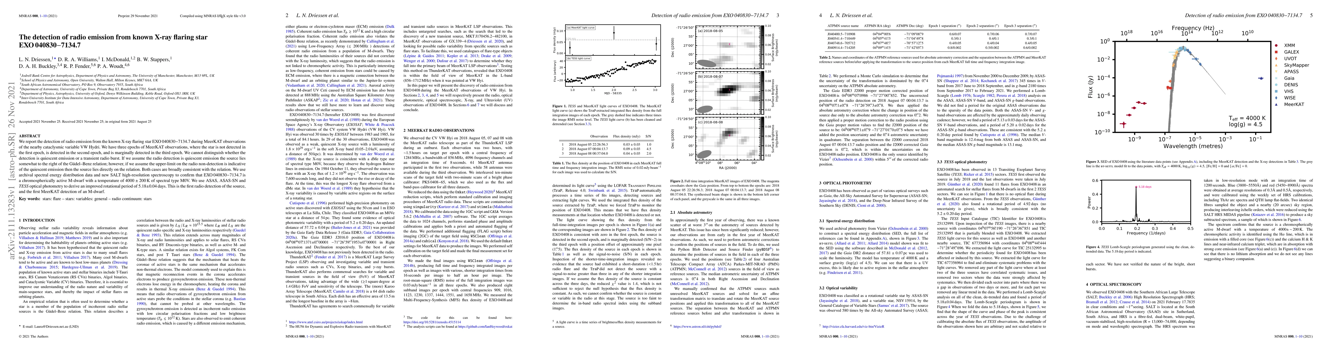 Thumbnail for The detection of radio emission from known X-ray flaring star EXO
  040830-7134.7
