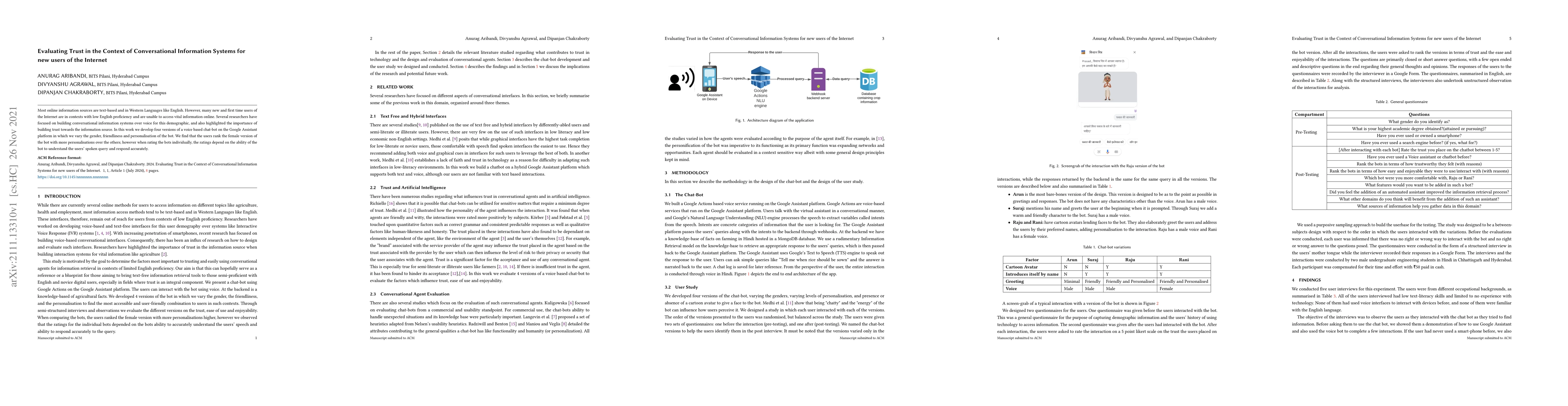Thumbnail for Evaluating Trust in the Context of Conversational Information Systems
  for new users of the Internet