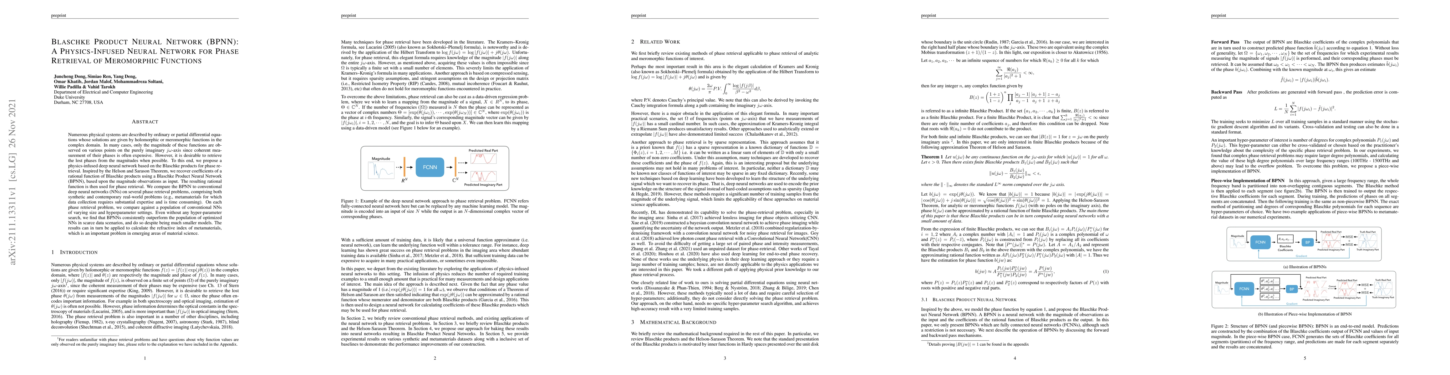 Thumbnail for Blaschke Product Neural Networks (BPNN): A Physics-Infused Neural
  Network for Phase Retrieval of Meromorphic Functions