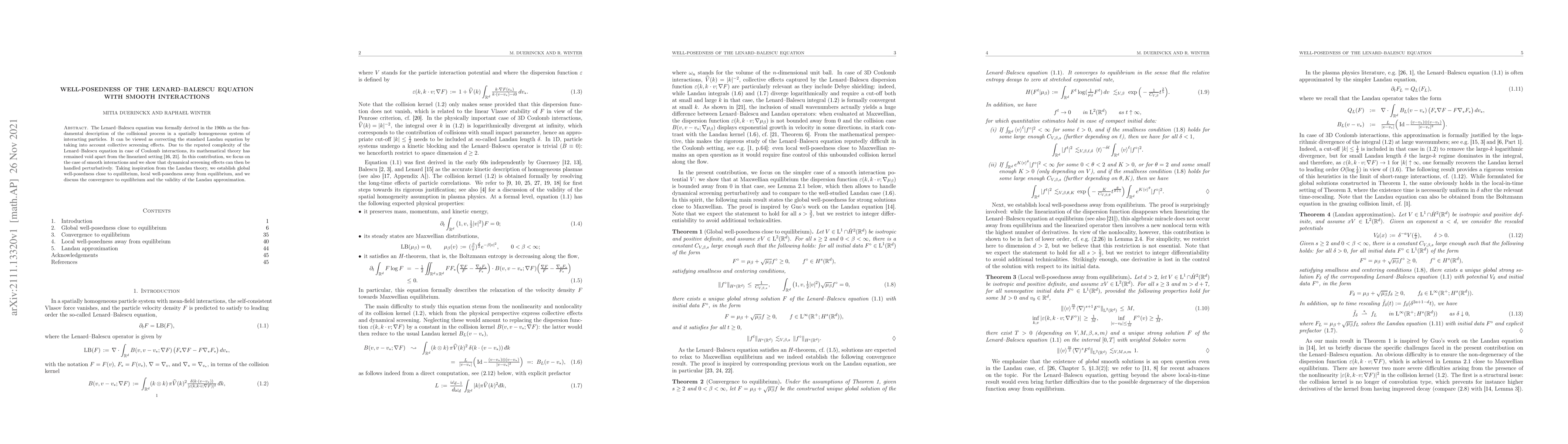 Thumbnail for Well-posedness of the Lenard-Balescu equation with smooth interactions