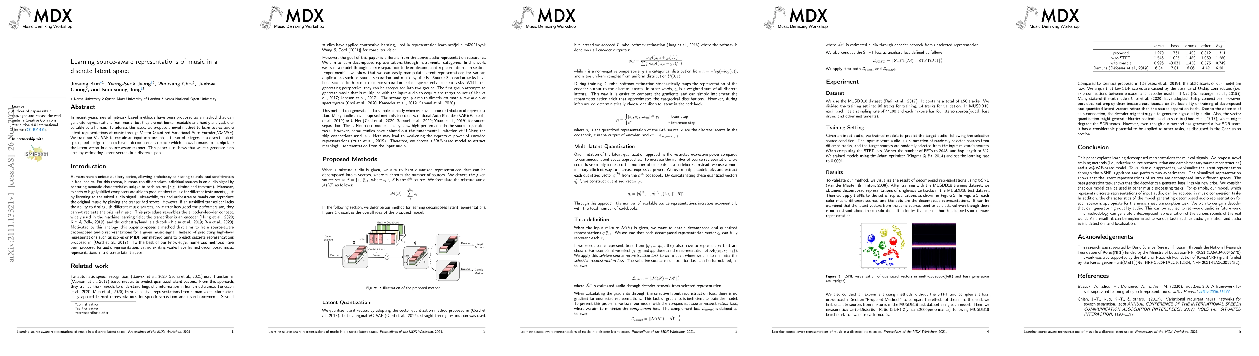 Thumbnail for Learning source-aware representations of music in a discrete latent
  space
