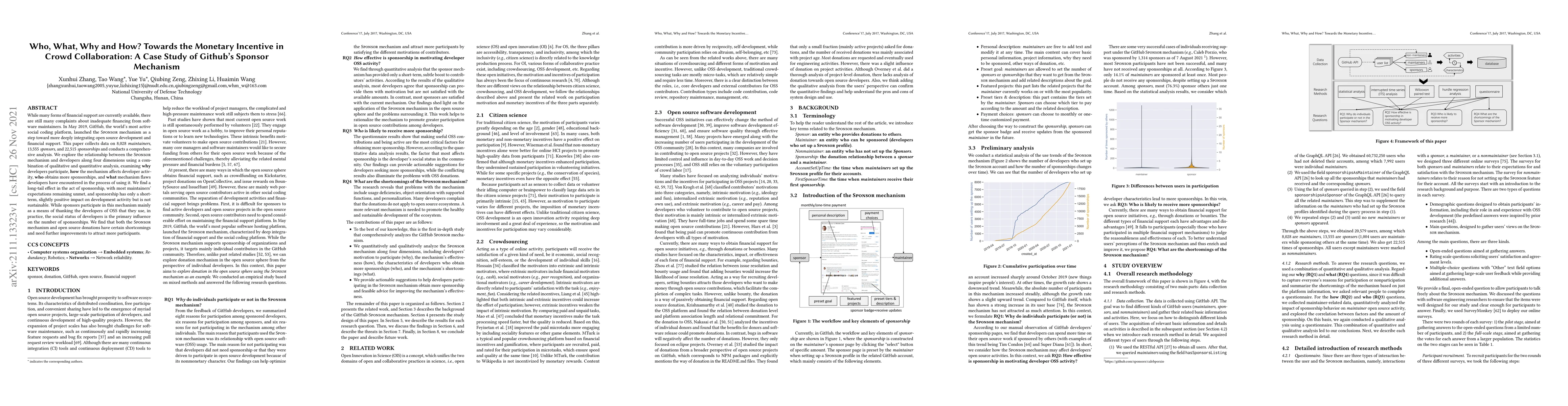 Thumbnail for Who, What, Why and How? Towards the Monetary Incentive in Crowd
  Collaboration: A Case Study of Github's Sponsor Mechanism