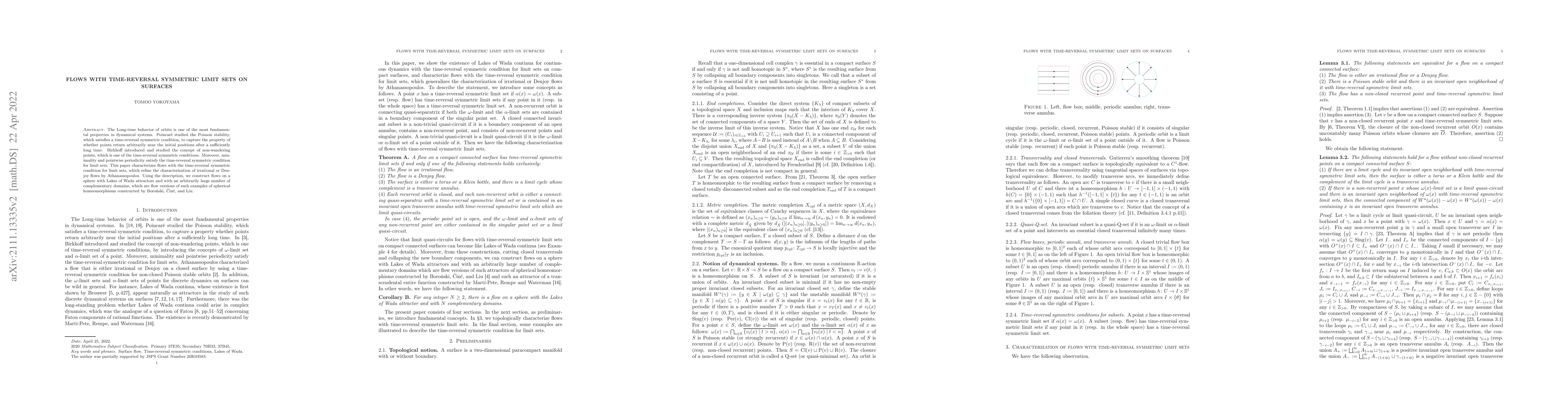 Thumbnail for Flows with time-reversal symmetric limit sets on surfaces