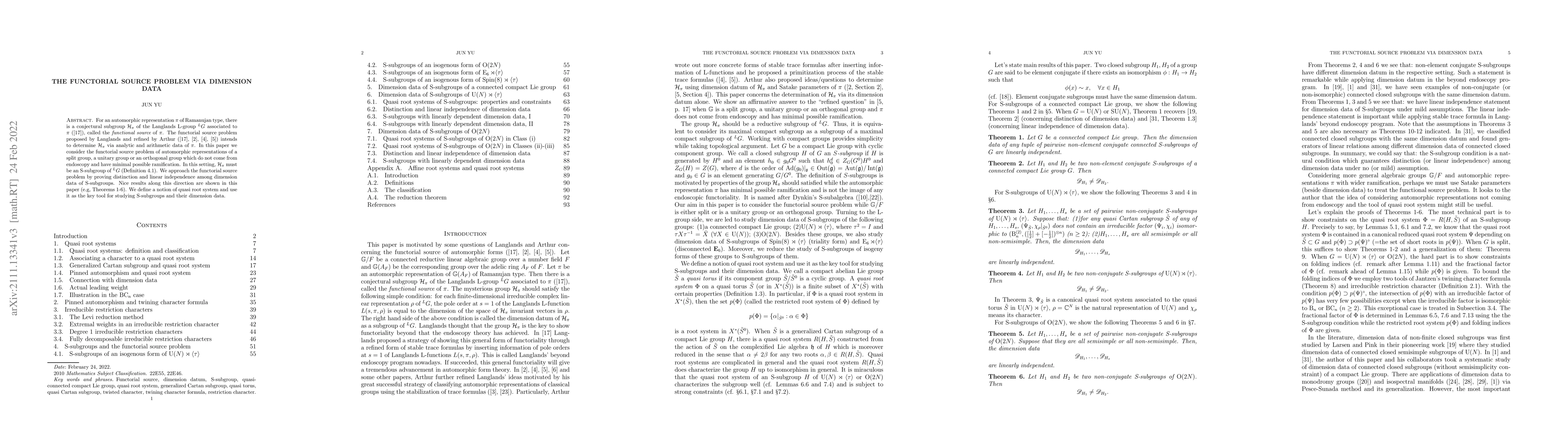 Thumbnail for The functorial source problem via dimension data