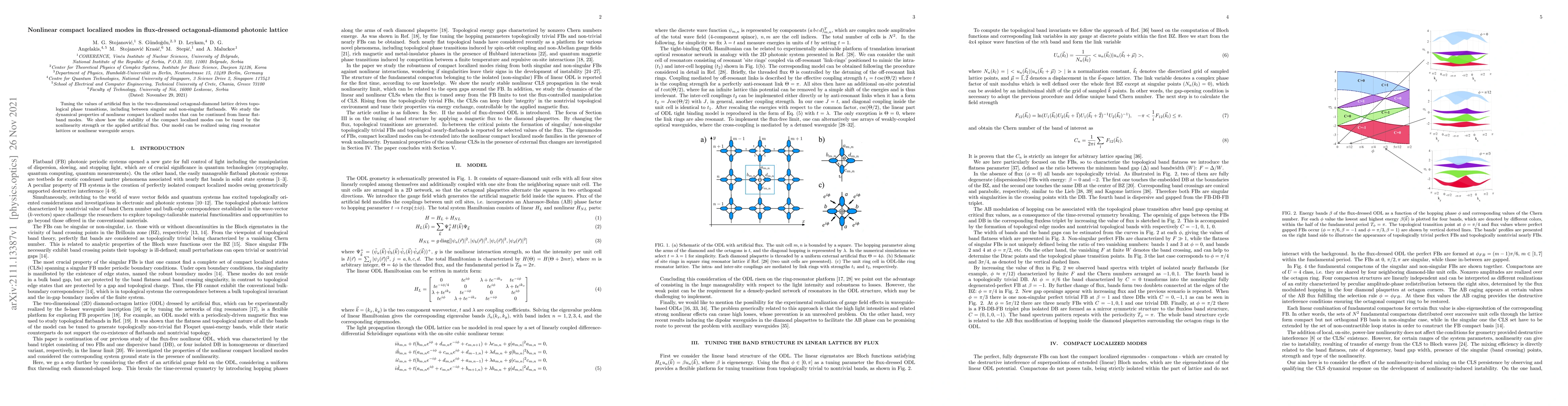 Thumbnail for Nonlinear compact localized modes in flux-dressed octagonal-diamond
  photonic lattice