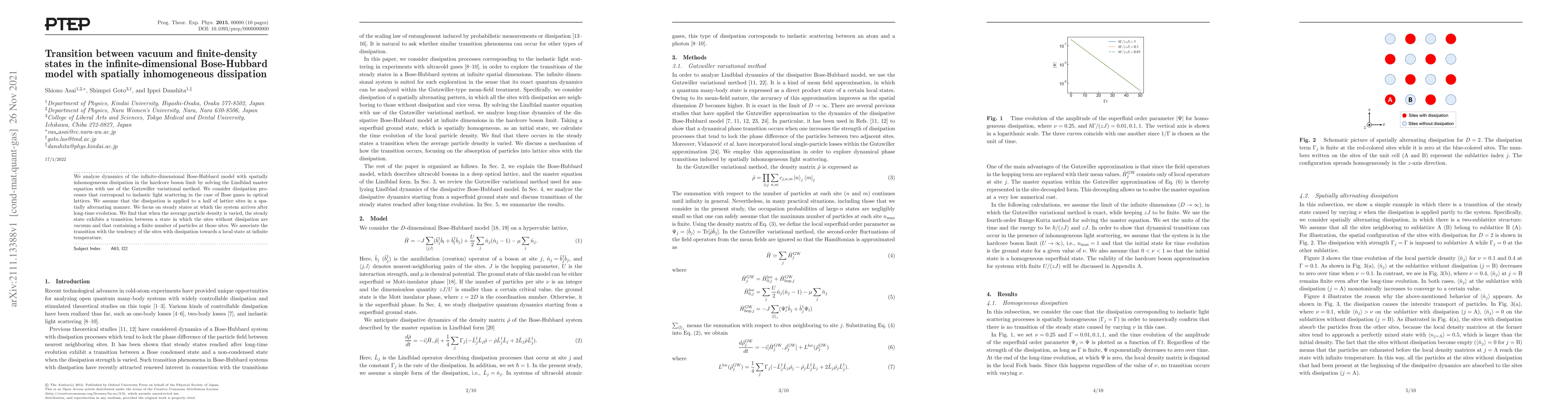 Thumbnail for Transition between vacuum and finite-density states in the
  infinite-dimensional Bose-Hubbard model with spatially inhomogeneous
  dissipation