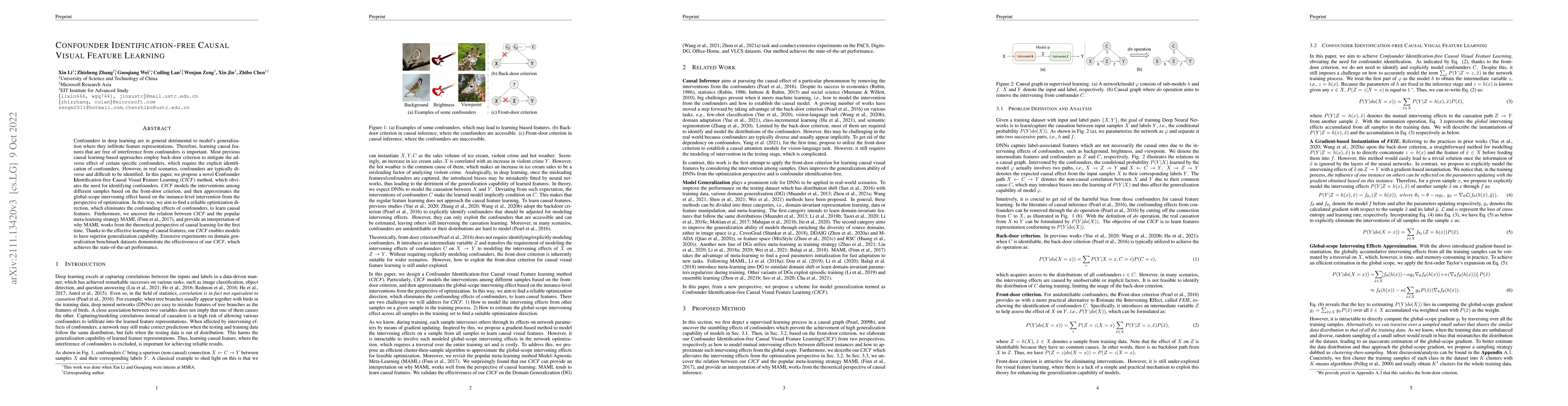 Thumbnail for Confounder Identification-free Causal Visual Feature Learning