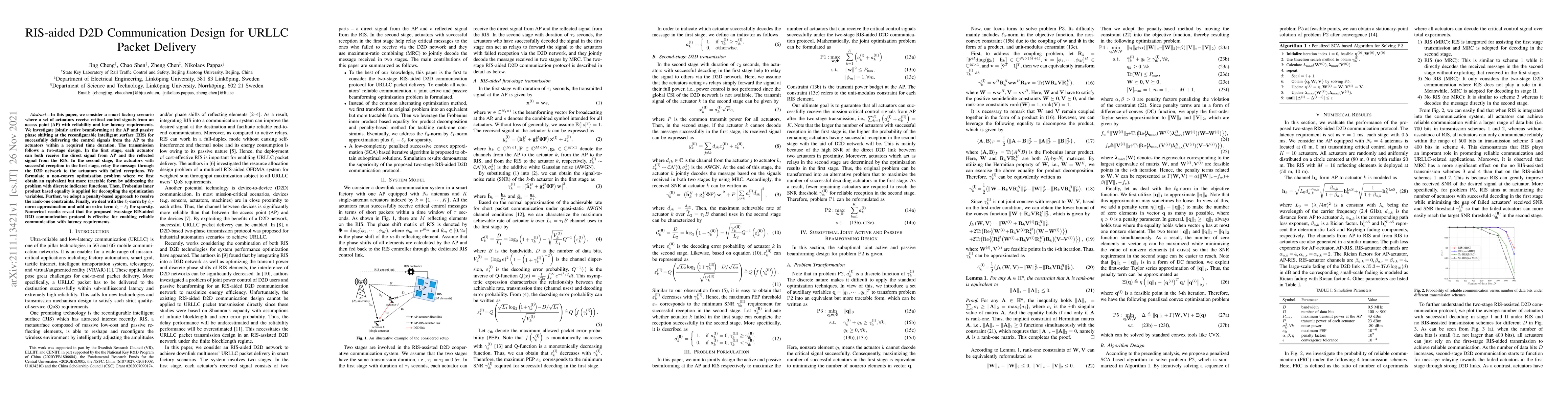Thumbnail for RIS-aided D2D Communication Design for URLLC Packet Delivery