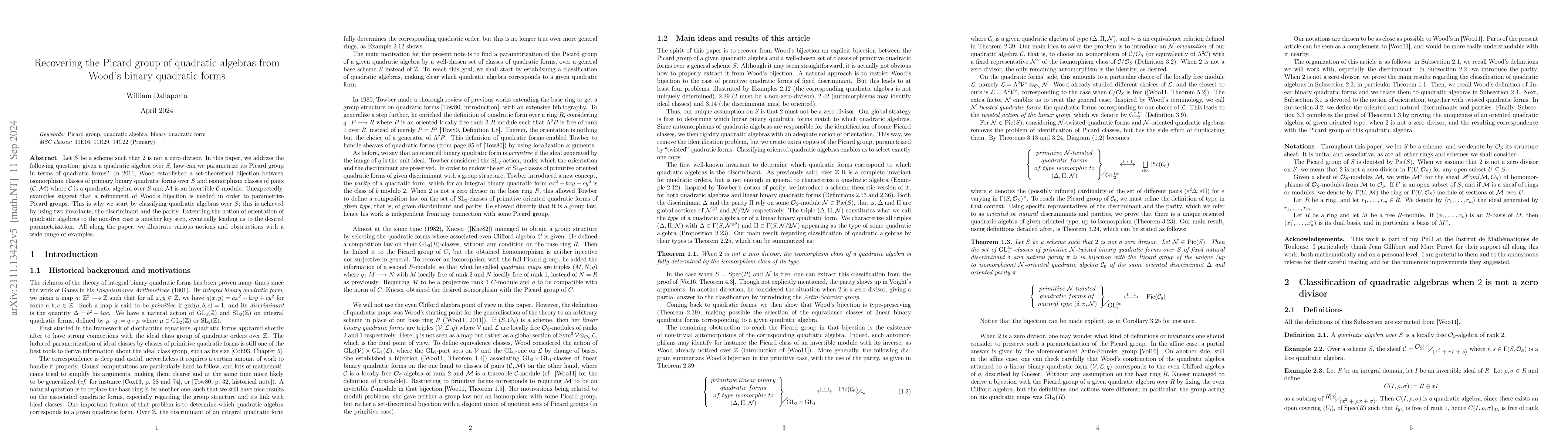Thumbnail for Recovering the Picard group of quadratic algebras from Wood's binary
  quadratic forms