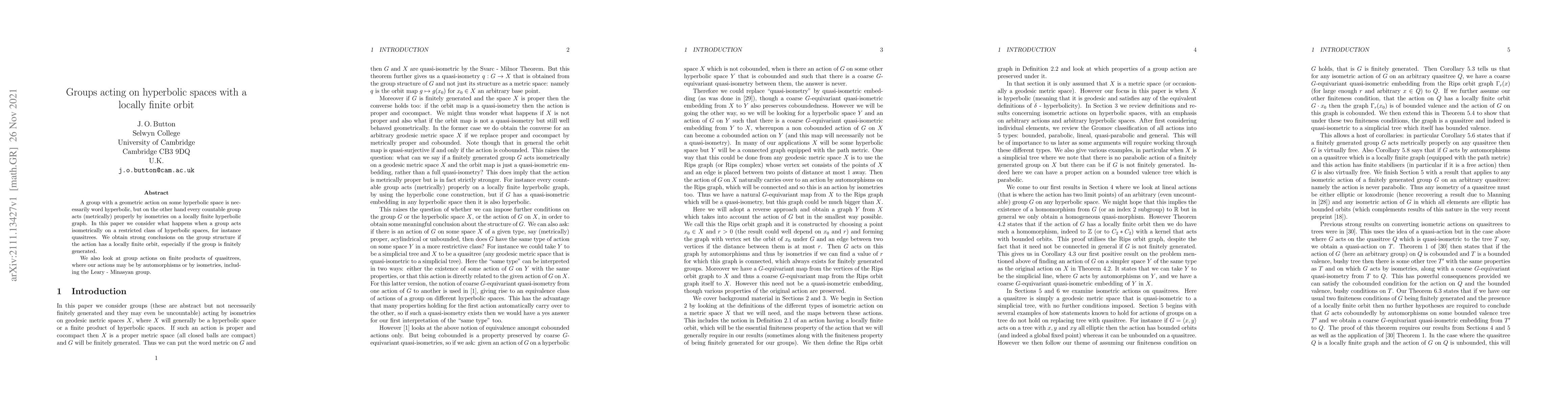 Thumbnail for Groups acting on hyperbolic spaces with a locally finite orbit