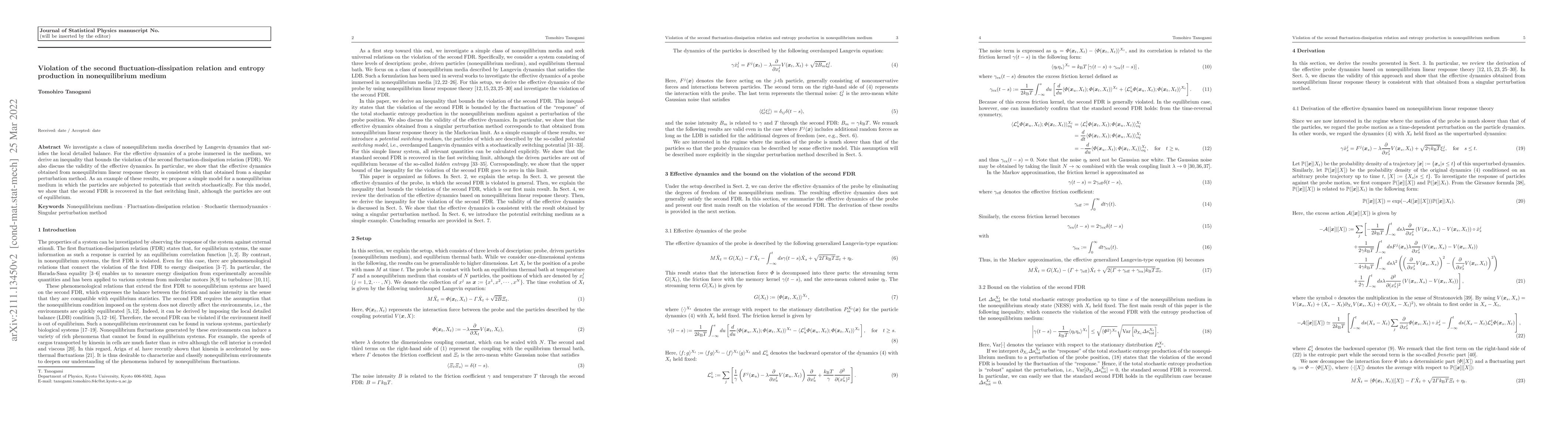 Thumbnail for Violation of the second fluctuation-dissipation relation and entropy
  production in nonequilibrium medium