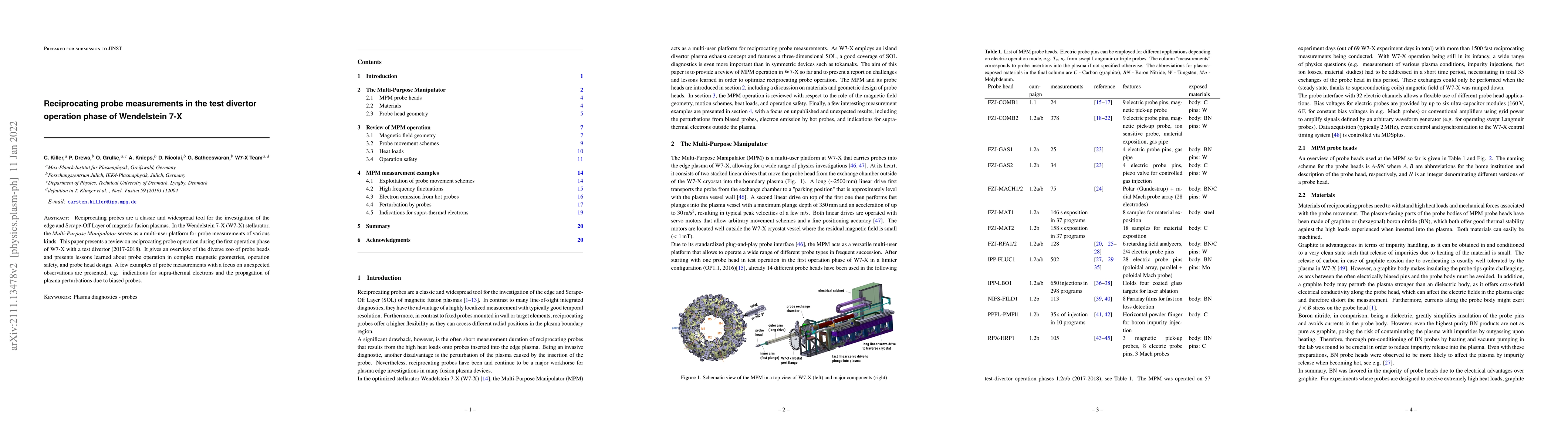 Thumbnail for Reciprocating probe measurements in the test divertor operation phase of
  Wendelstein 7-X