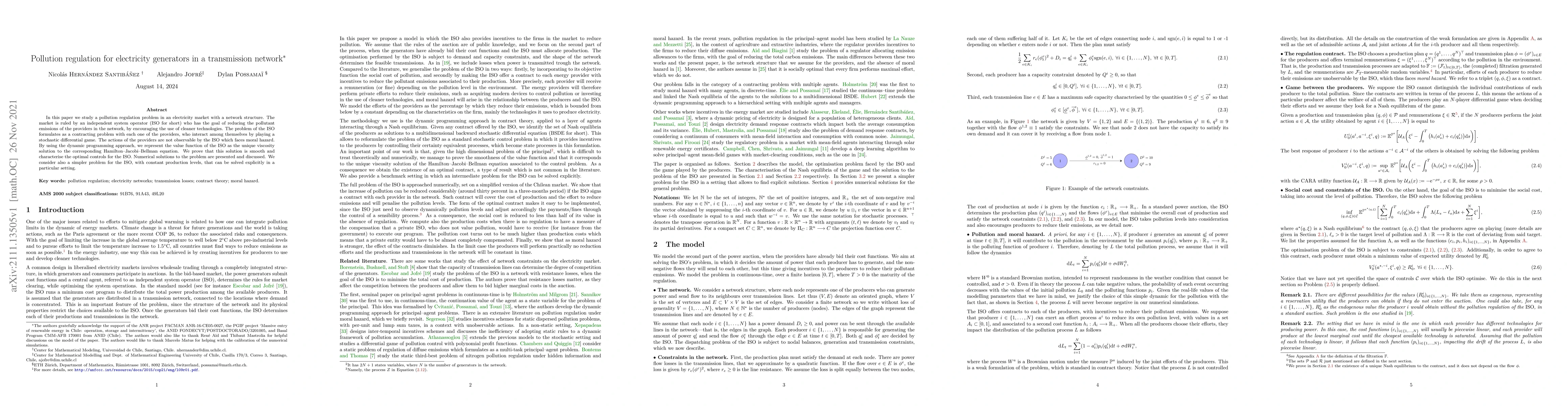 Thumbnail for Pollution regulation for electricity generators in a transmission
  network