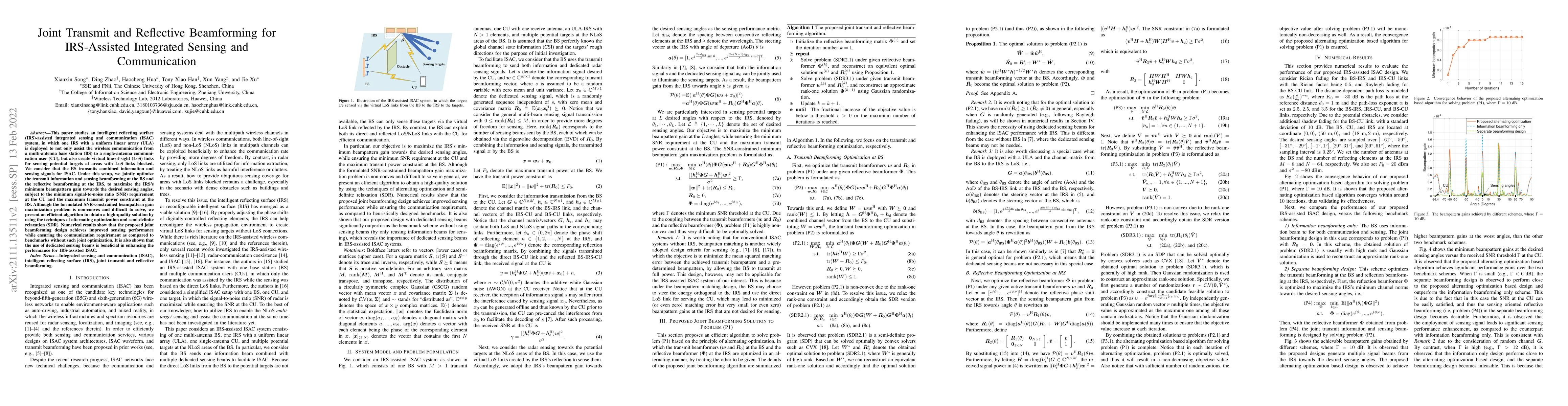 Thumbnail for Joint transmit and reflective beamforming for IRS-assisted integrated
  sensing and communication
