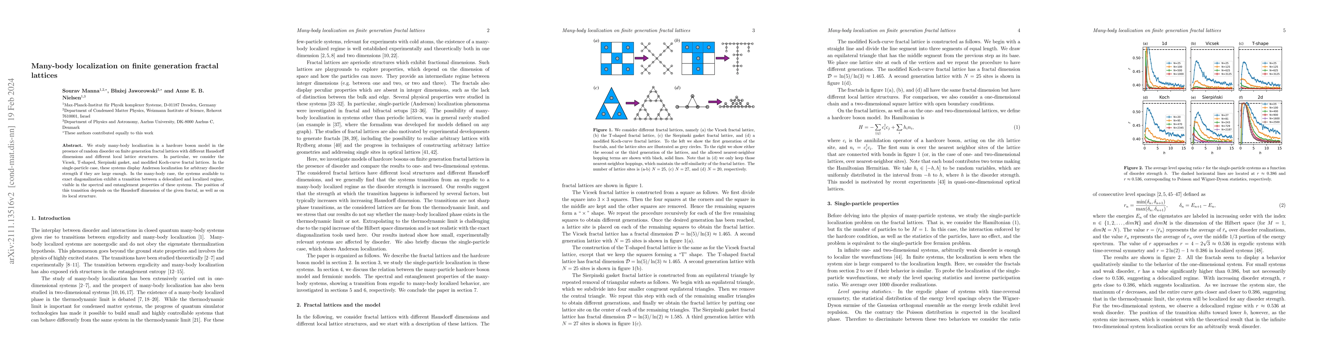 Thumbnail for Many-body localization on finite generation fractal lattices