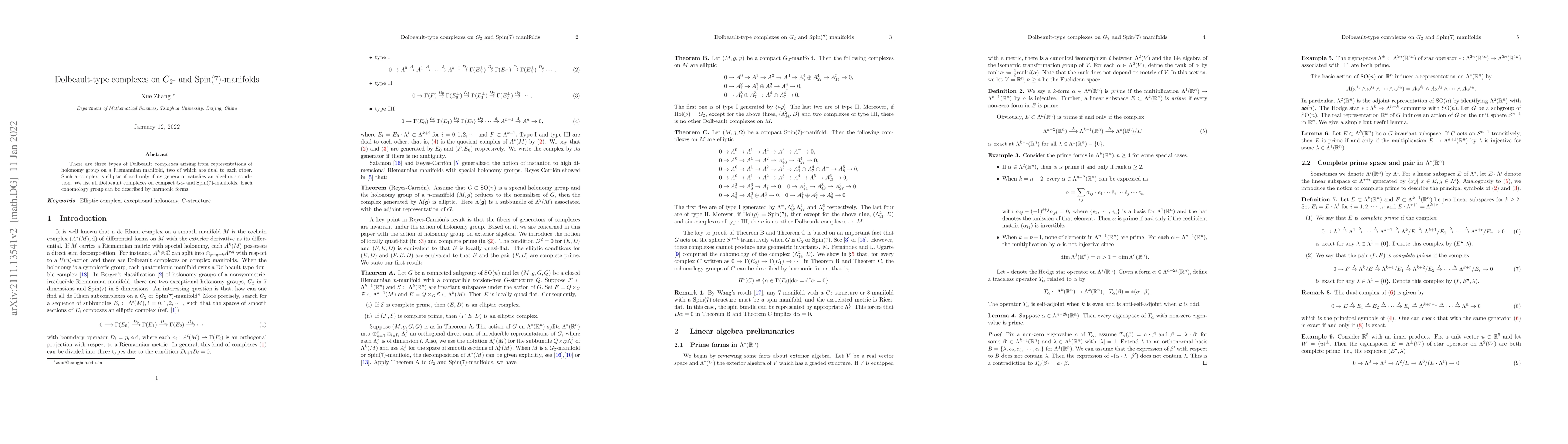 Thumbnail for Dolbeault-type complexes on $G_2$- and $\mathrm{Spin}(7)$-manifolds