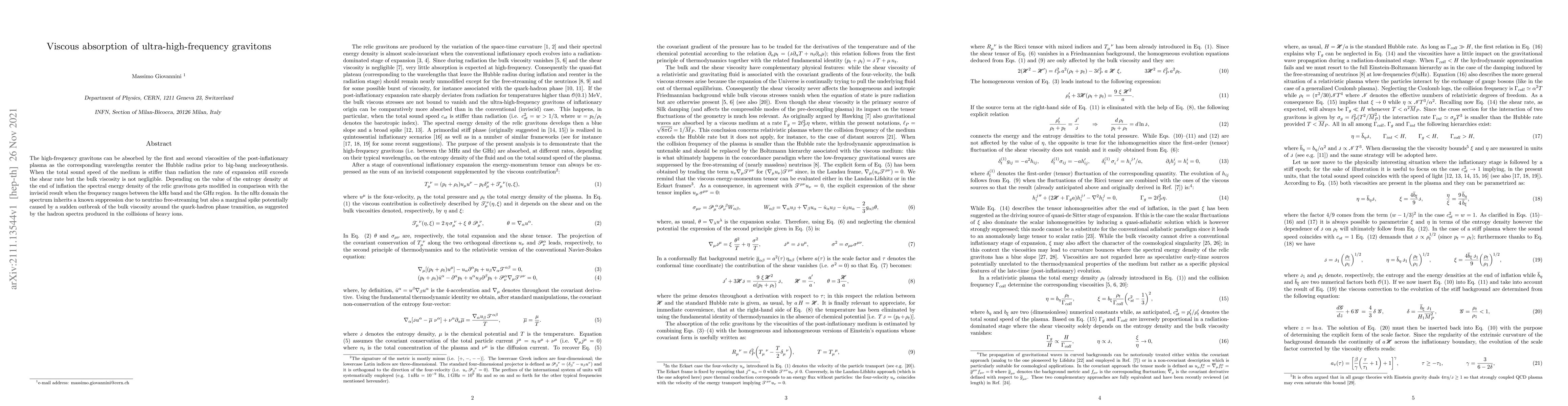 Thumbnail for Viscous absorption of ultra-high-frequency gravitons