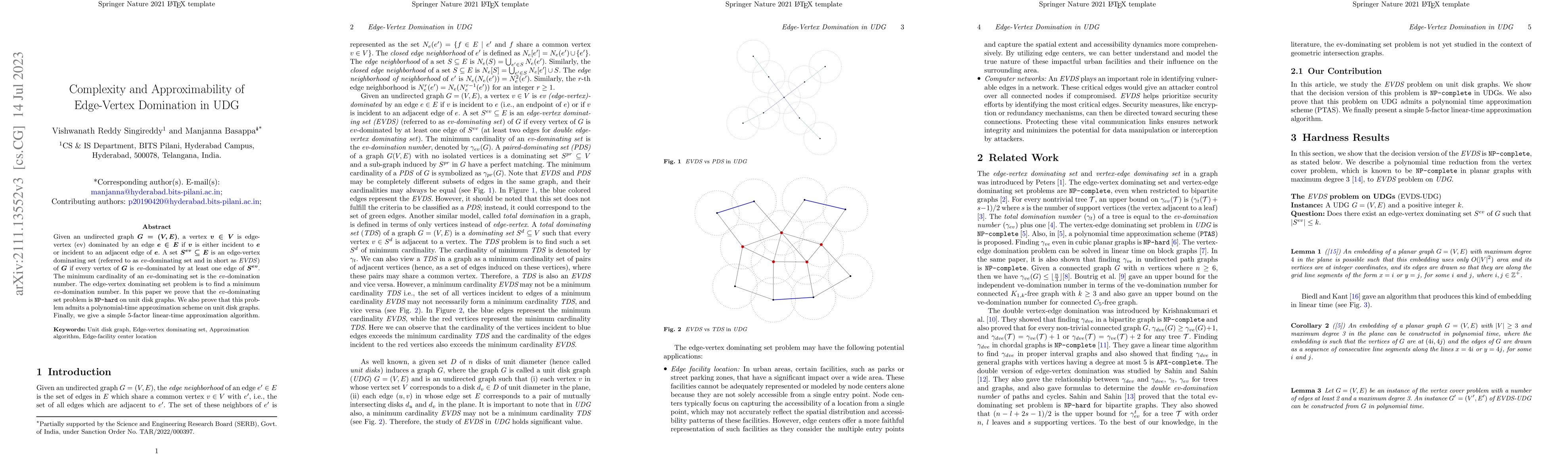 Thumbnail for Complexity and Approximability of Edge-Vertex Domination in UDG