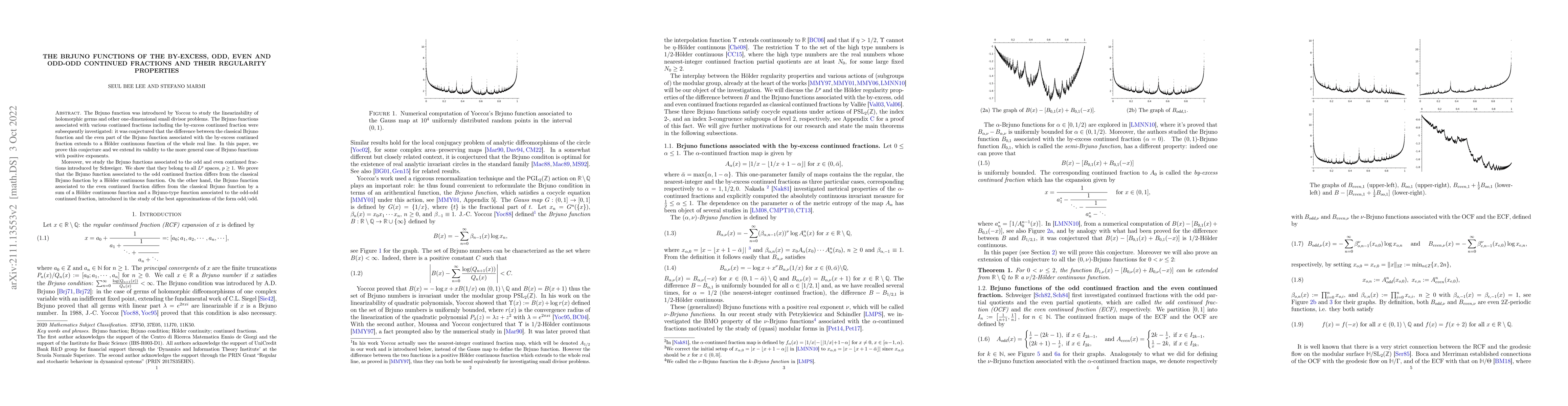 Thumbnail for The Brjuno functions of the by-excess, odd, even and odd-odd continued
  fractions and their regularity properties