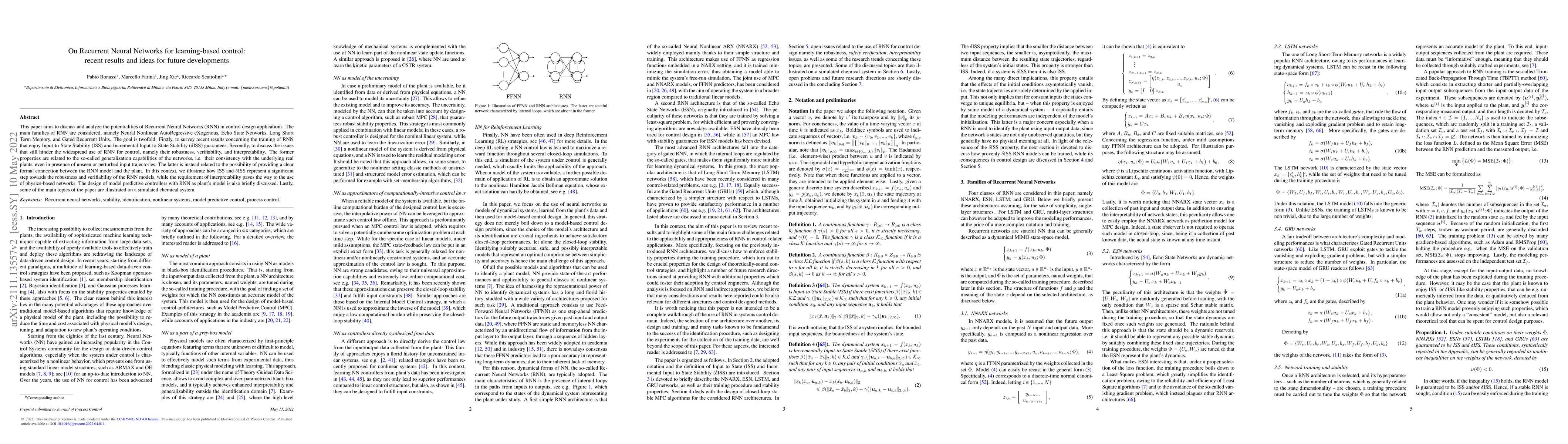 Thumbnail for On Recurrent Neural Networks for learning-based control: recent results
  and ideas for future developments