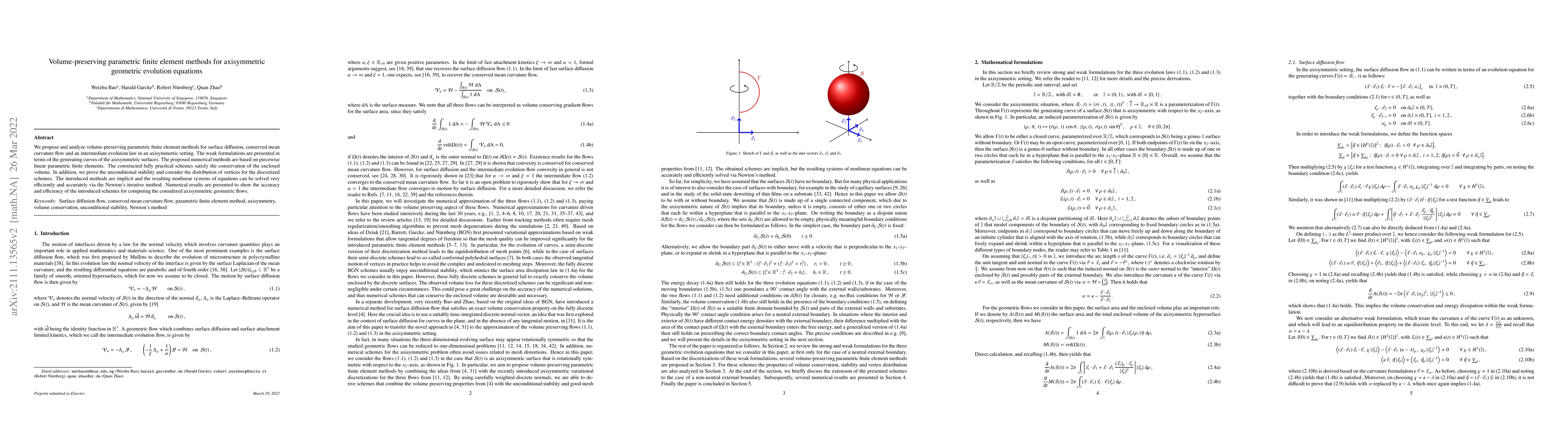 Thumbnail for Volume-preserving parametric finite element methods for axisymmetric
  geometric evolution equations