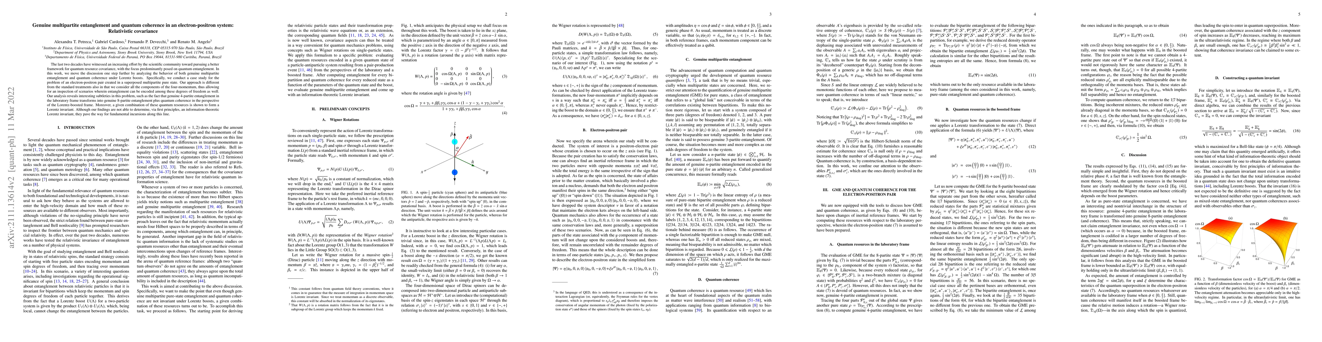 Thumbnail for Genuine multipartite entanglement and quantum coherence in an
  electron-positron system: Relativistic covariance