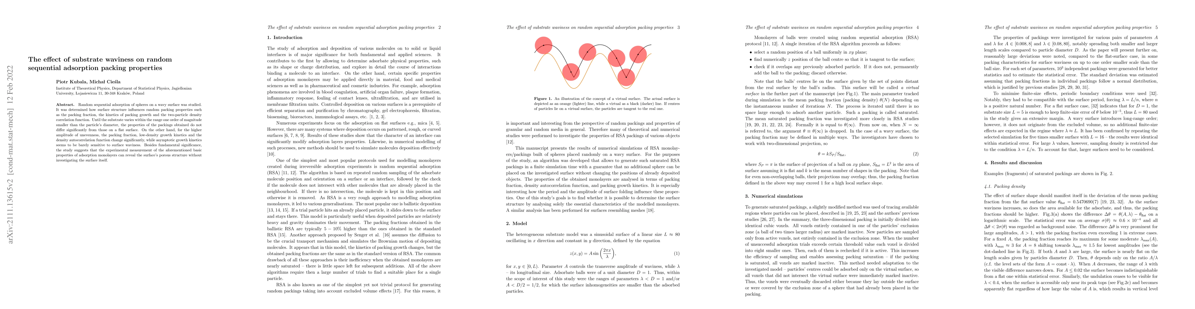 Thumbnail for The effect of substrate waviness on random sequential adsorption packing
  properties