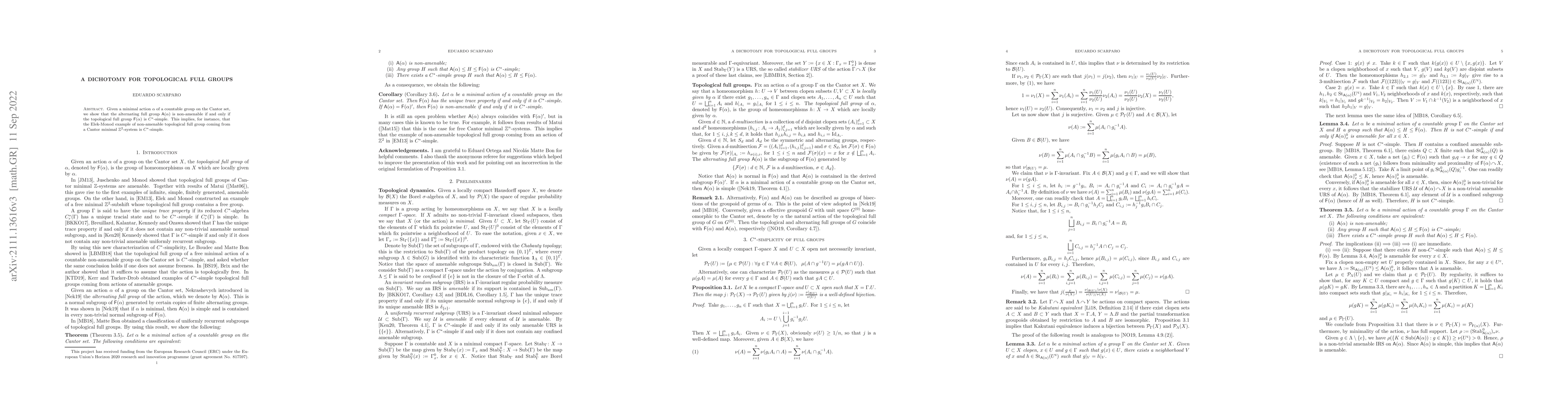 Thumbnail for A dichotomy for topological full groups