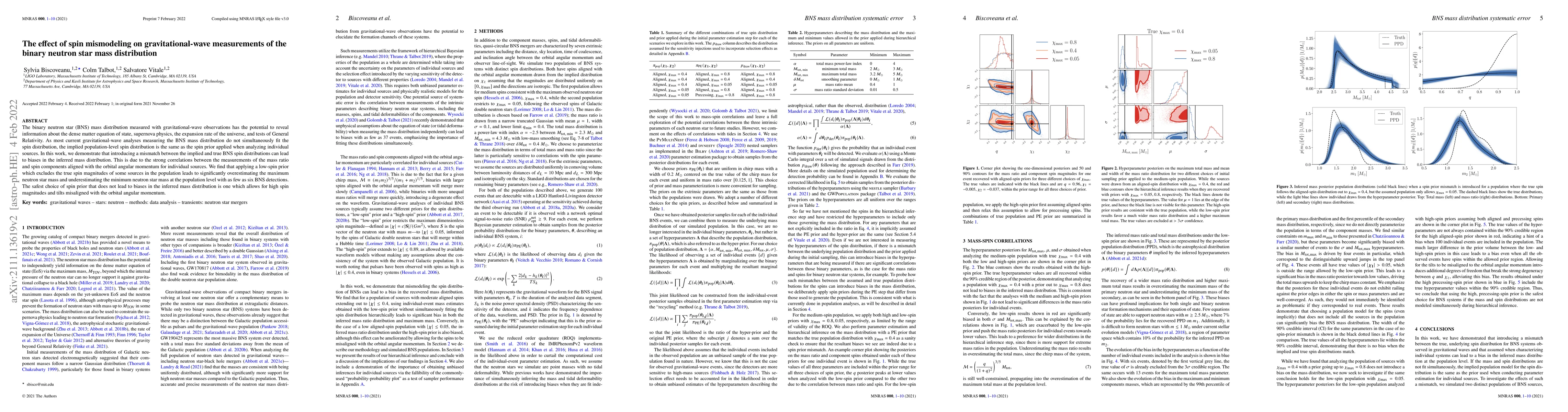 Thumbnail for The effect of spin mismodeling on gravitational-wave measurements of the
  binary neutron star mass distribution