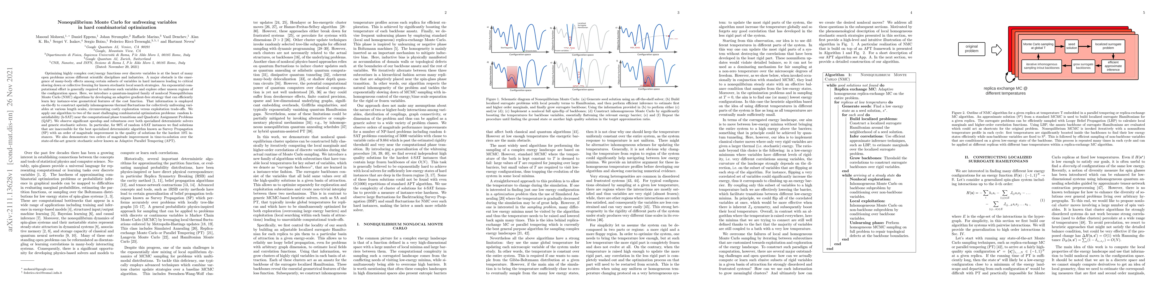 Thumbnail for Nonequilibrium Monte Carlo for unfreezing variables in hard
  combinatorial optimization