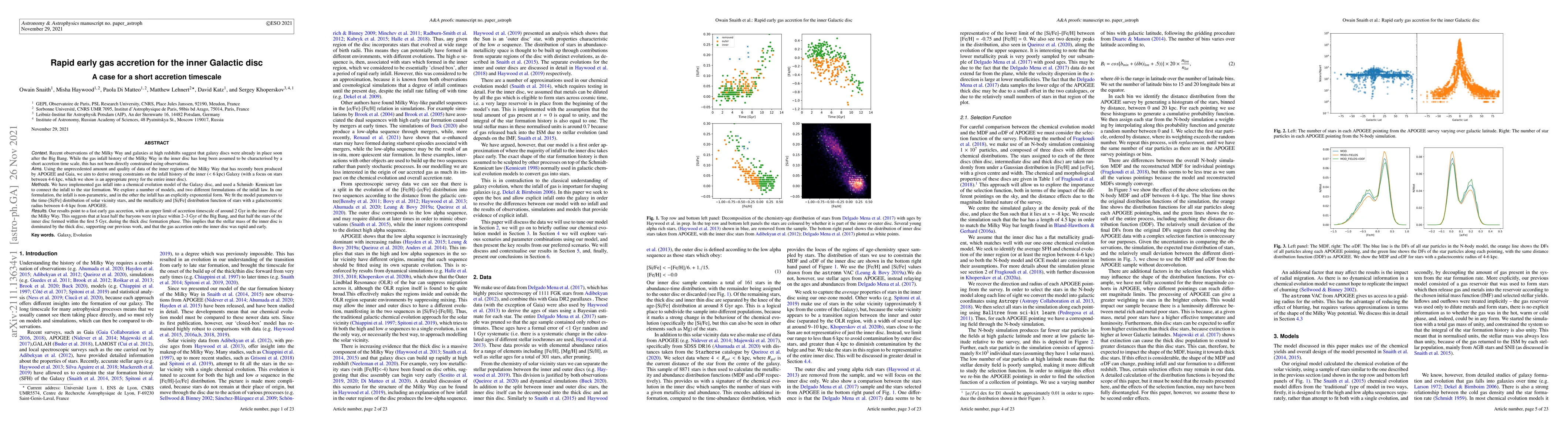 Thumbnail for Rapid early gas accretion for the inner Galactic disc