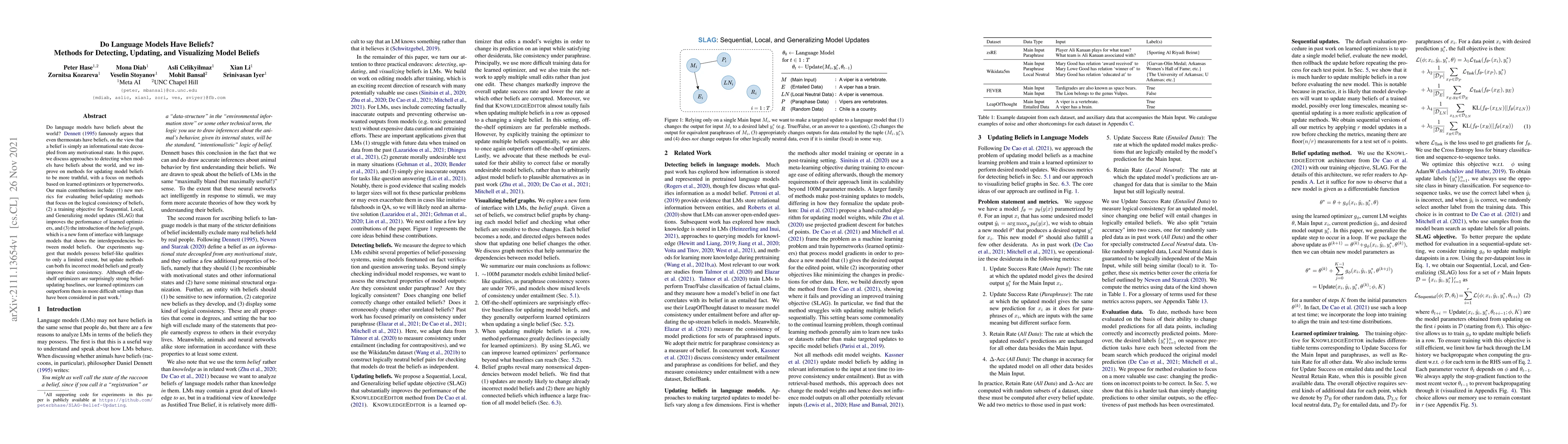 Thumbnail for Do Language Models Have Beliefs? Methods for Detecting, Updating, and
  Visualizing Model Beliefs