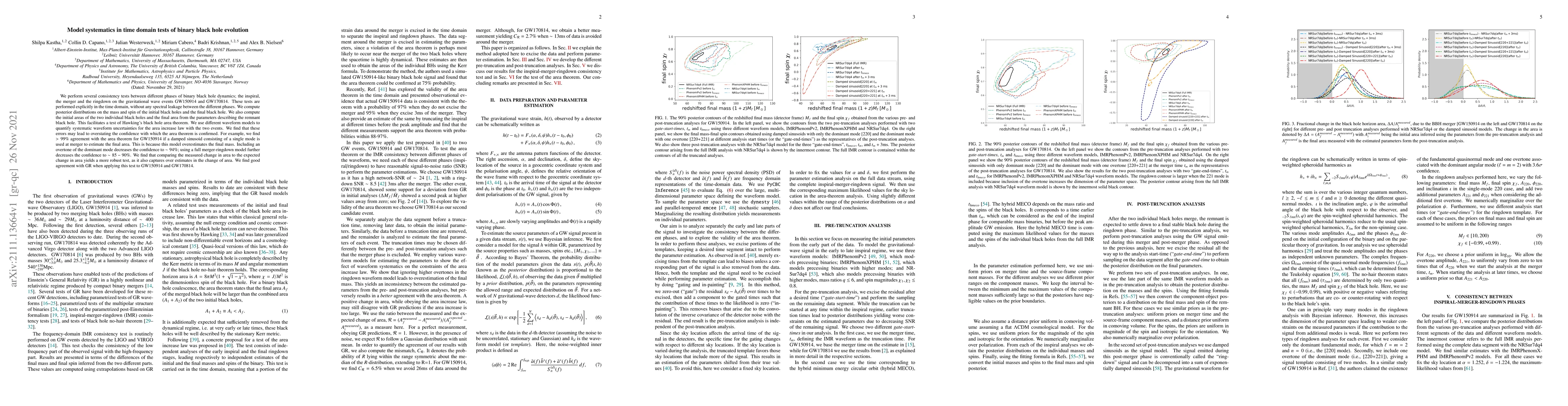 Thumbnail for Model systematics in time domain tests of binary black hole evolution