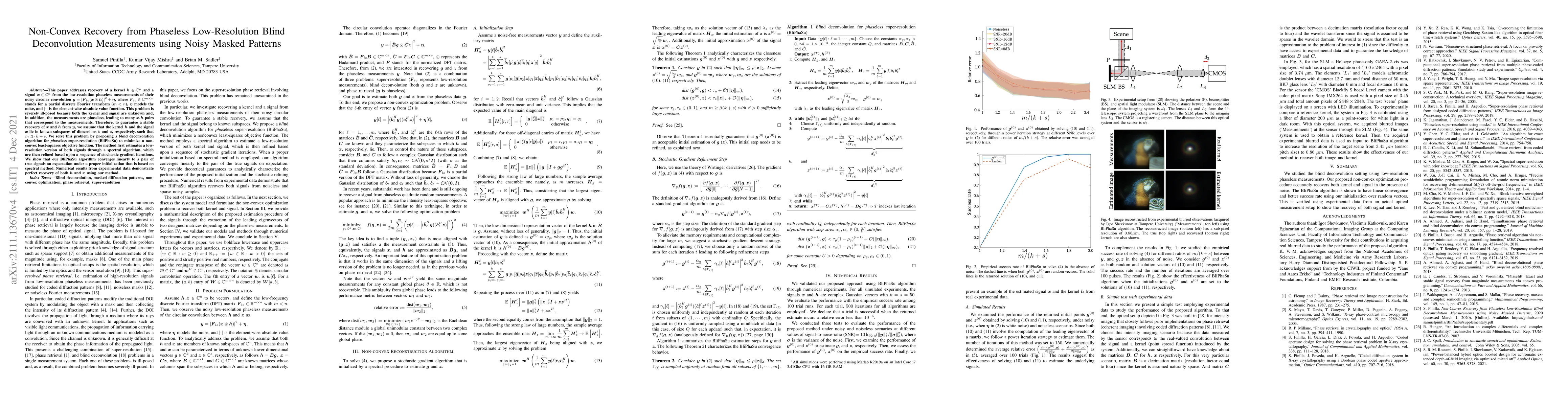 Thumbnail for Non-Convex Recovery from Phaseless Low-Resolution Blind Deconvolution
  Measurements using Noisy Masked Patterns