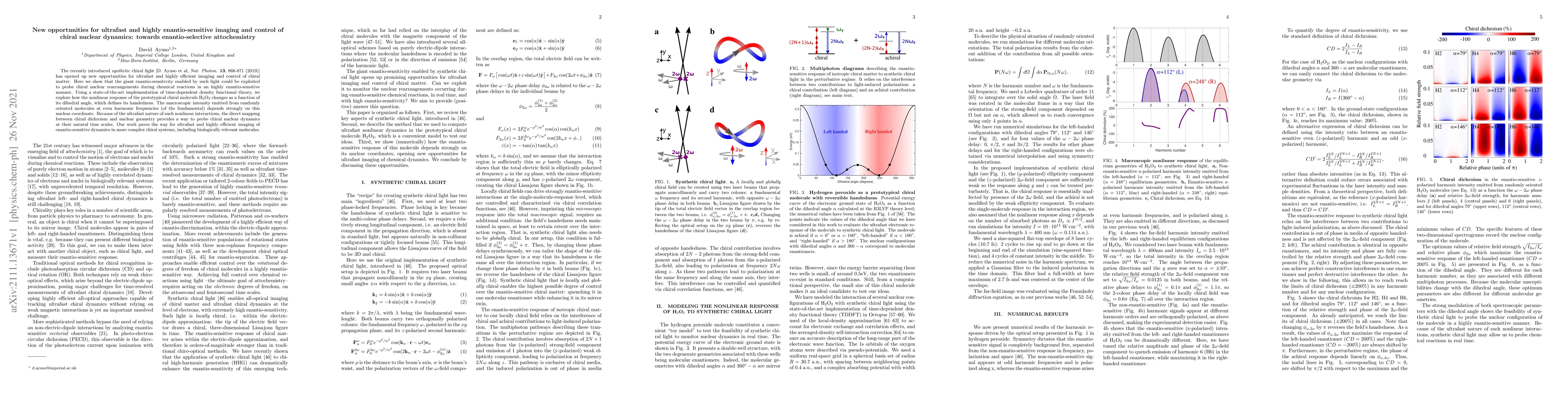 Thumbnail for New opportunities for ultrafast and highly enantio-sensitive imaging and
  control of chiral nuclear dynamics: towards enantio-selective attochemistry