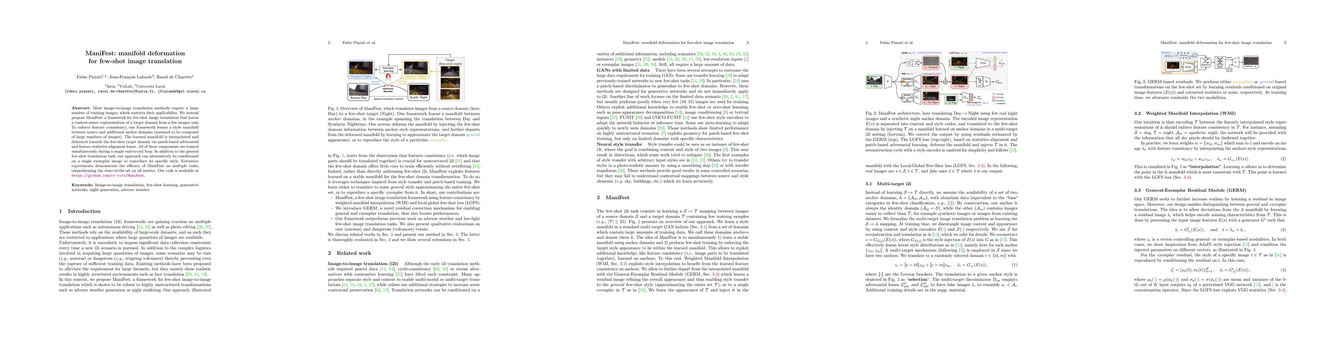 Thumbnail for ManiFest: Manifold Deformation for Few-shot Image Translation