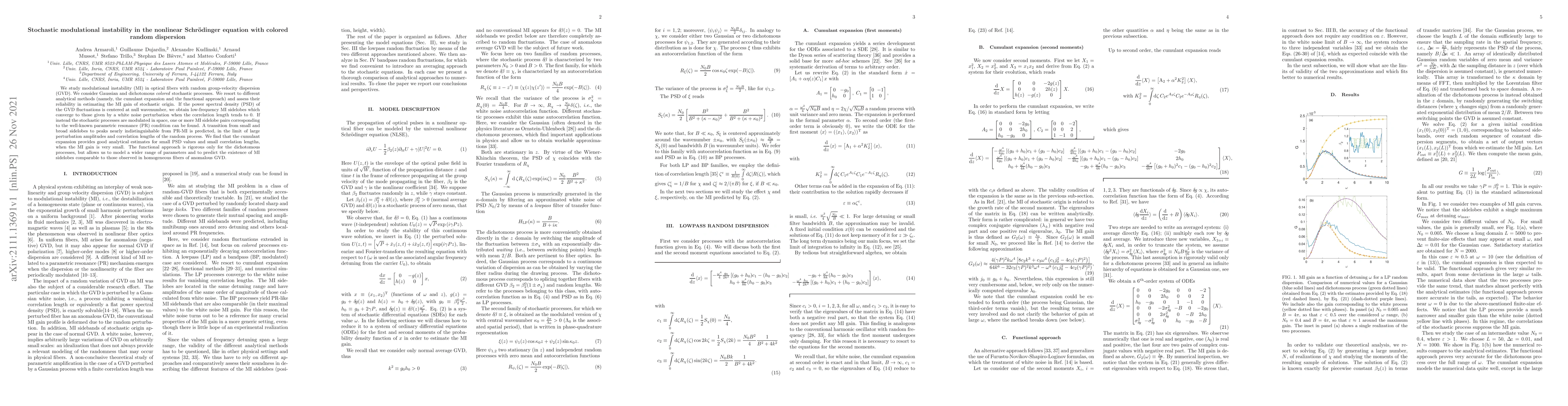 Thumbnail for Stochastic modulational instability in the nonlinear Schr\"odinger
  equation with colored random dispersion