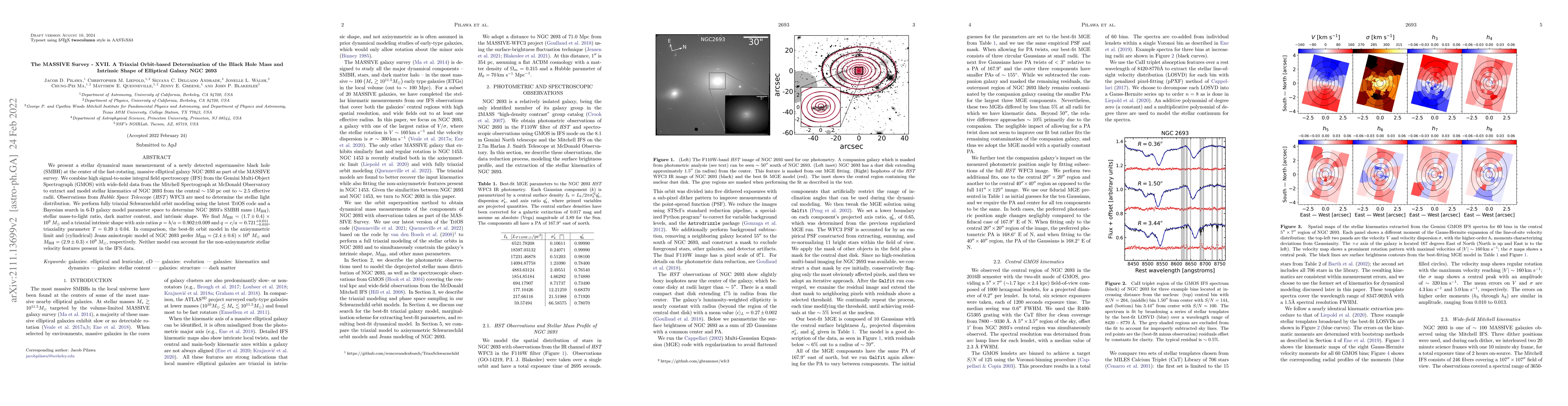 Thumbnail for The MASSIVE Survey -- XVII. A Triaxial Orbit-based Determination of the
  Black Hole Mass and Intrinsic Shape of Elliptical Galaxy NGC 2693