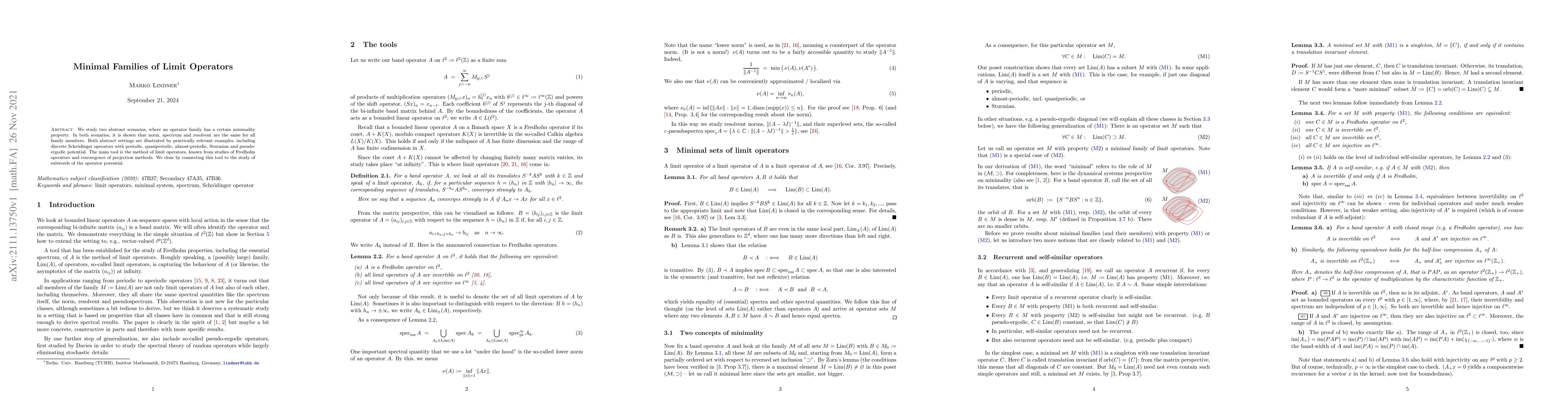 Thumbnail for Minimal Families of Limit Operators