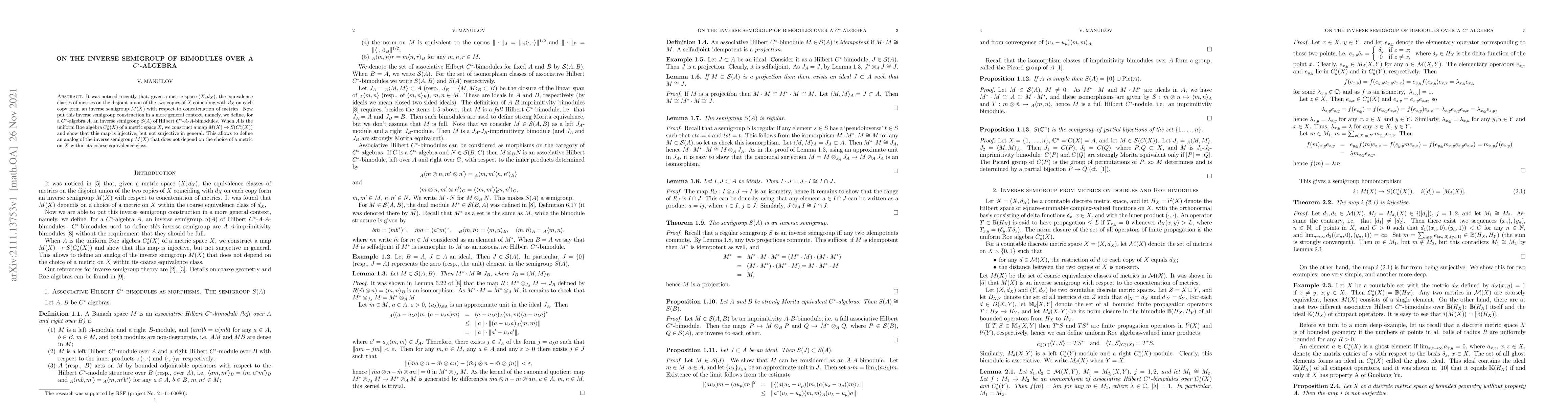 Thumbnail for On the inverse semigroup of bimodules over a C*-algebra