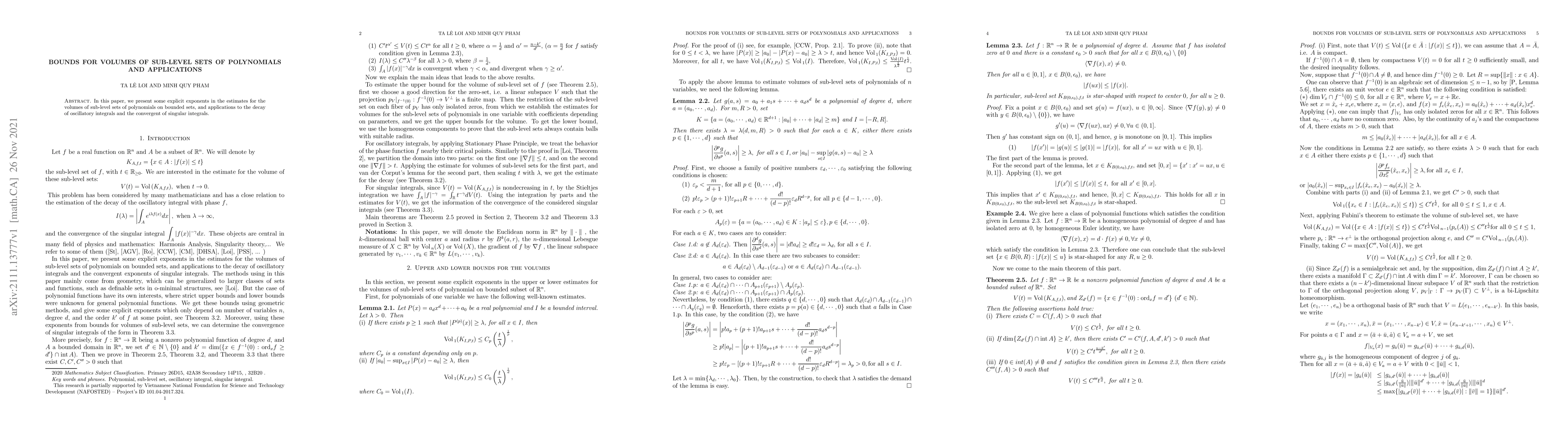 Thumbnail for Bounds for volumes of sub-level sets of polynomials and applications