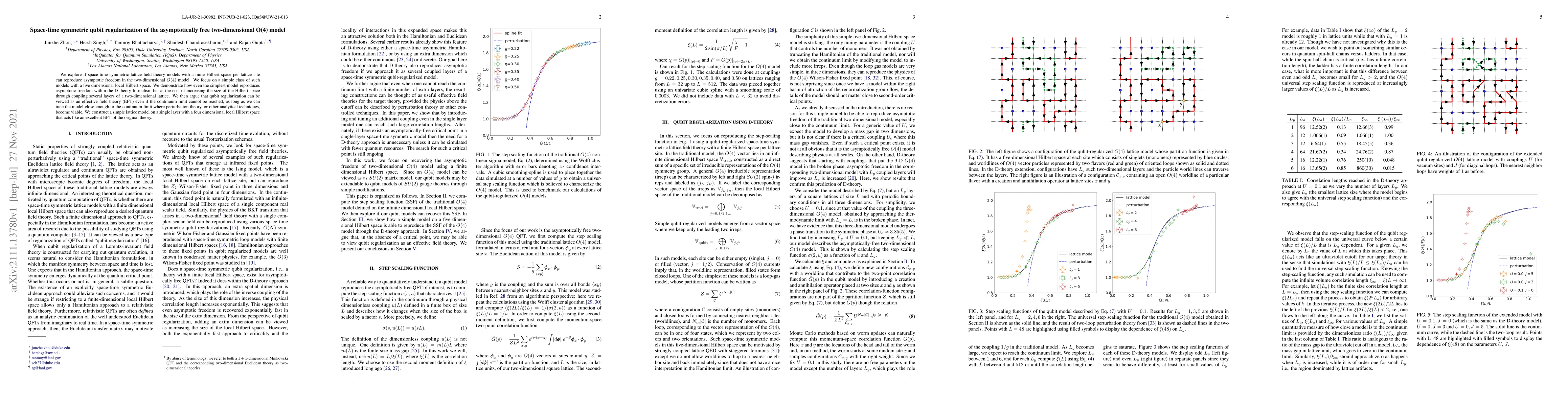 Thumbnail for Space-time symmetric qubit regularization of the asymptotically free
  two-dimensional O(4) model