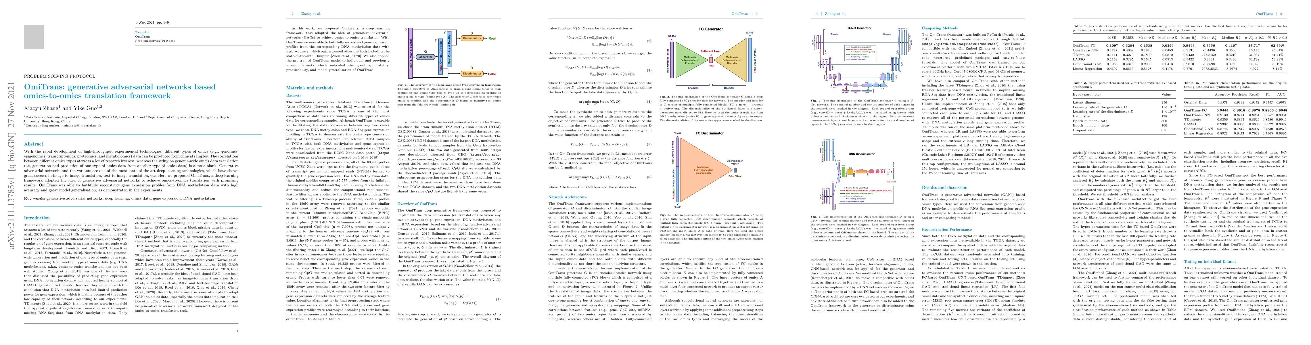 Thumbnail for OmiTrans: generative adversarial networks based omics-to-omics
  translation framework