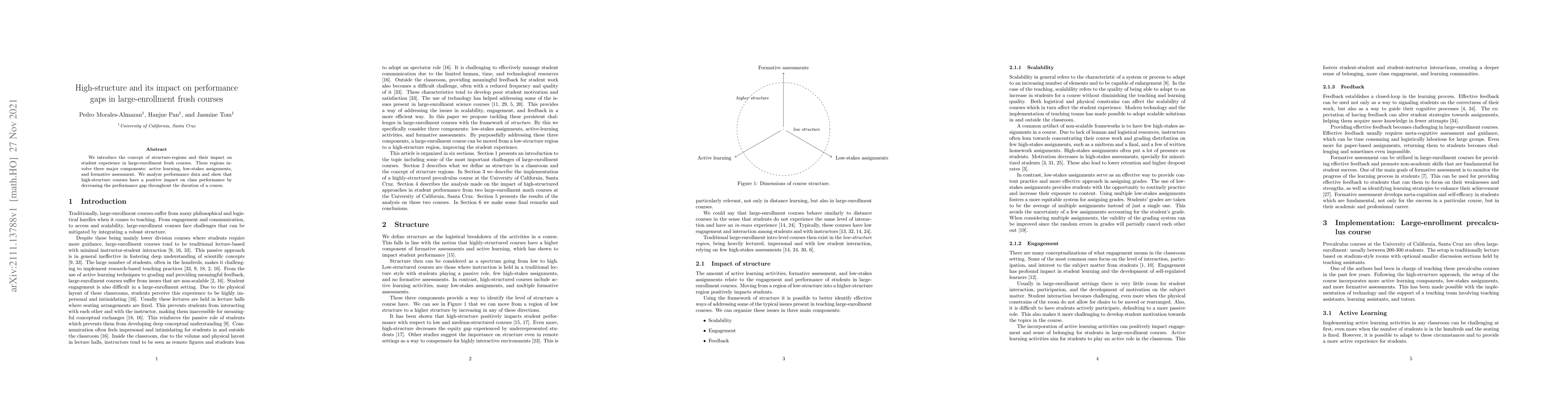 Thumbnail for High-structure and its impact on performance gaps in large-enrollment
  frosh courses
