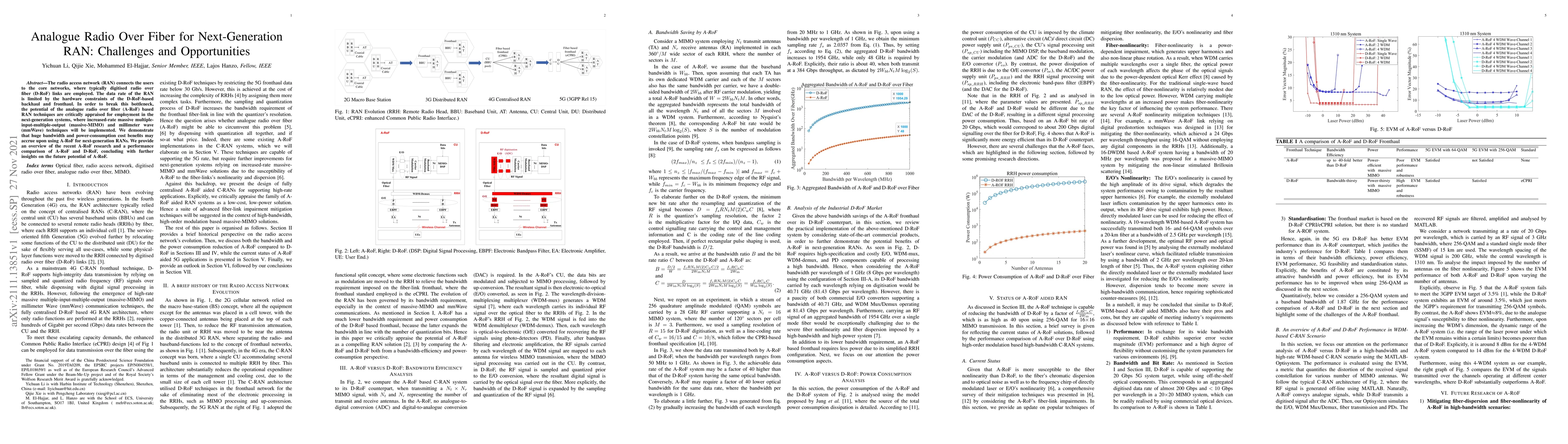 Thumbnail for Analogue Radio Over Fiber for Next-Generation RAN: Challenges and
  Opportunities