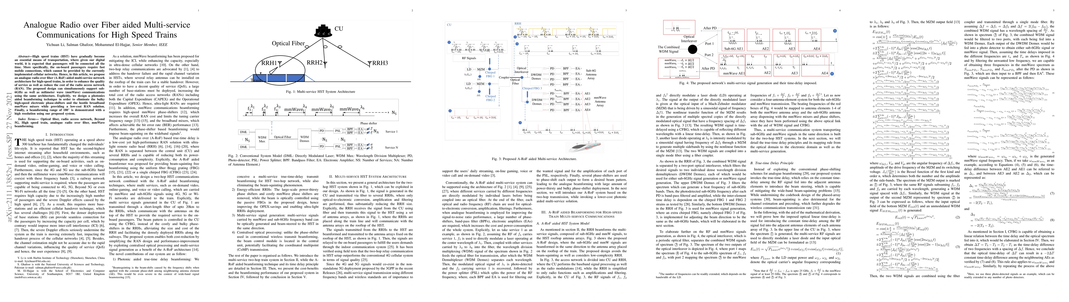 Thumbnail for Analogue Radio over Fiber aided Multi-service Communications for High
  Speed Trains