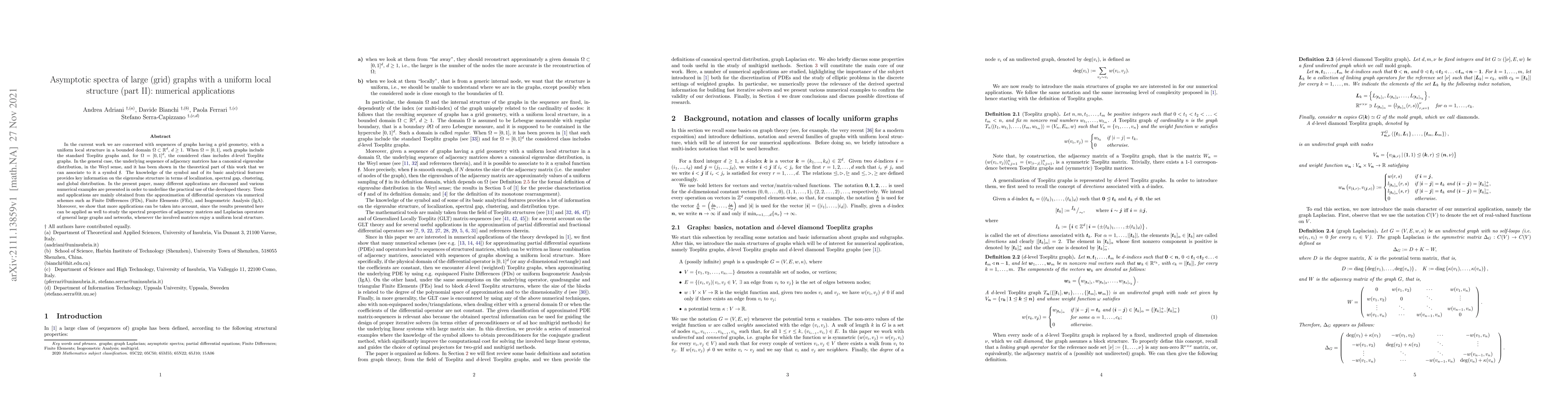 Thumbnail for Asymptotic spectra of large (grid) graphs with a uniform local structure
  (part II): numerical applications