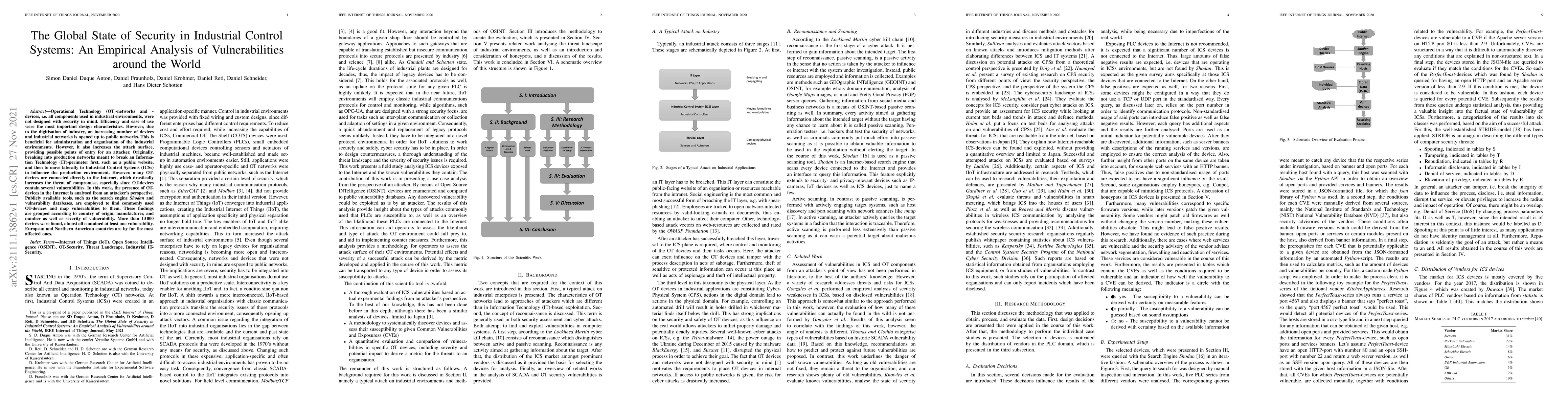Thumbnail for The Global State of Security in Industrial Control Systems: An Empirical
  Analysis of Vulnerabilities around the World